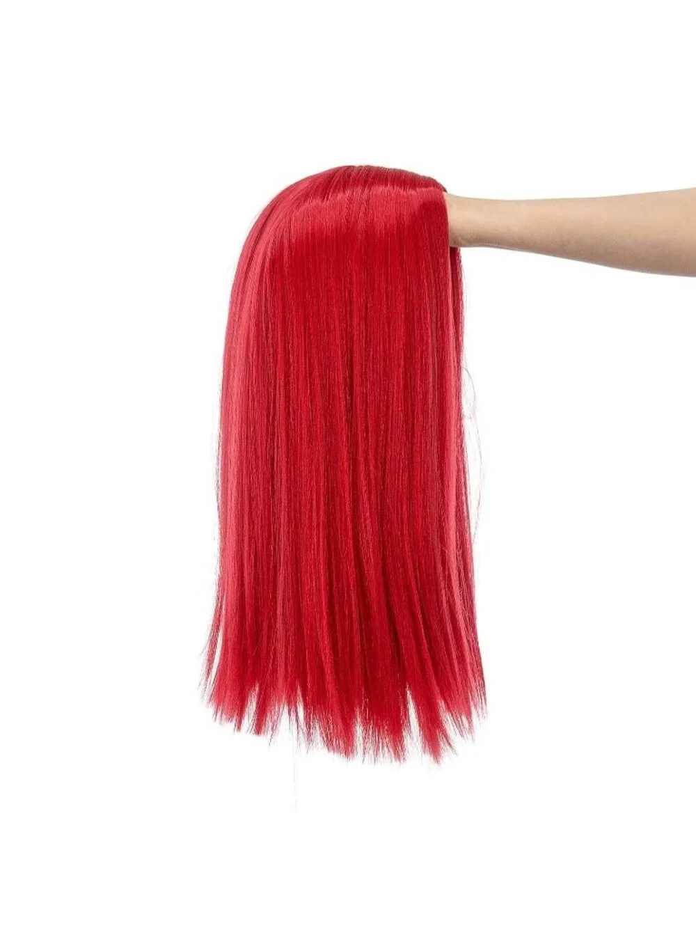 Women's 14 Inch Red Wig Short Straight Middle Part Synthetic Heat